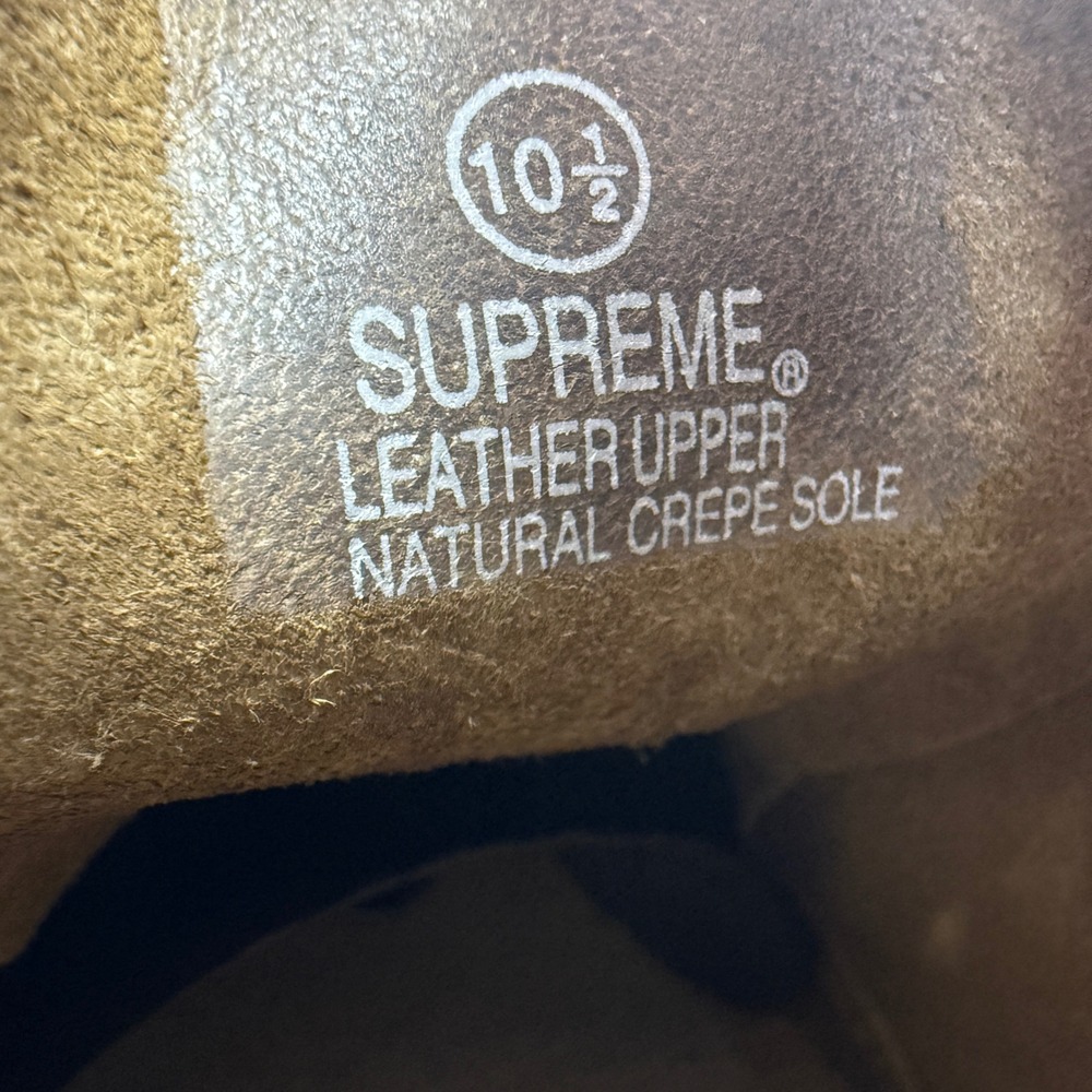 Supreme x Clarks Desert Chukka Boot Men Size 10.5 Tan Suede Map Print Crepe Sole - Picture 12 of 12